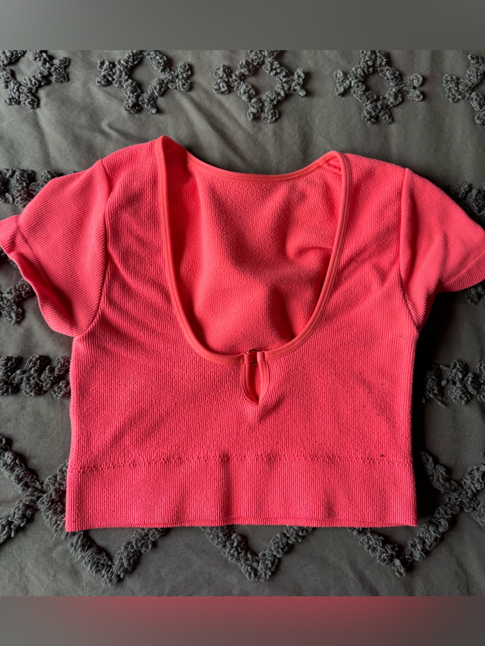 aerie Coral Scoop-Back Ribbed Crop Top